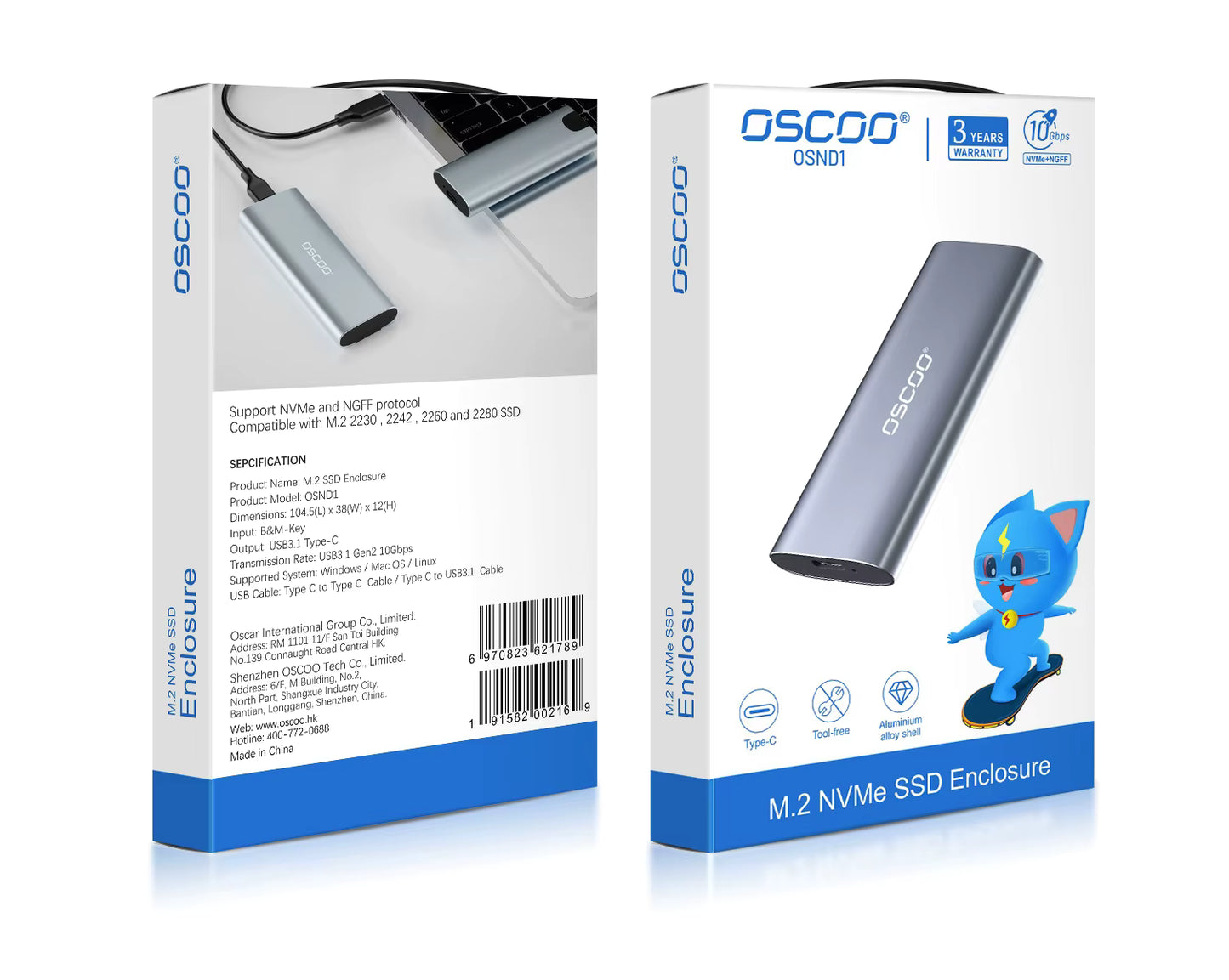 Orico Enclosure Aluminio para SSD M.2 SATA – USB 3.0 (hasta 5 Gbps)