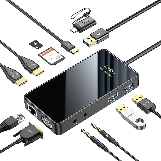 Teolant 11 en 1 USB Docking Station – Triple Display