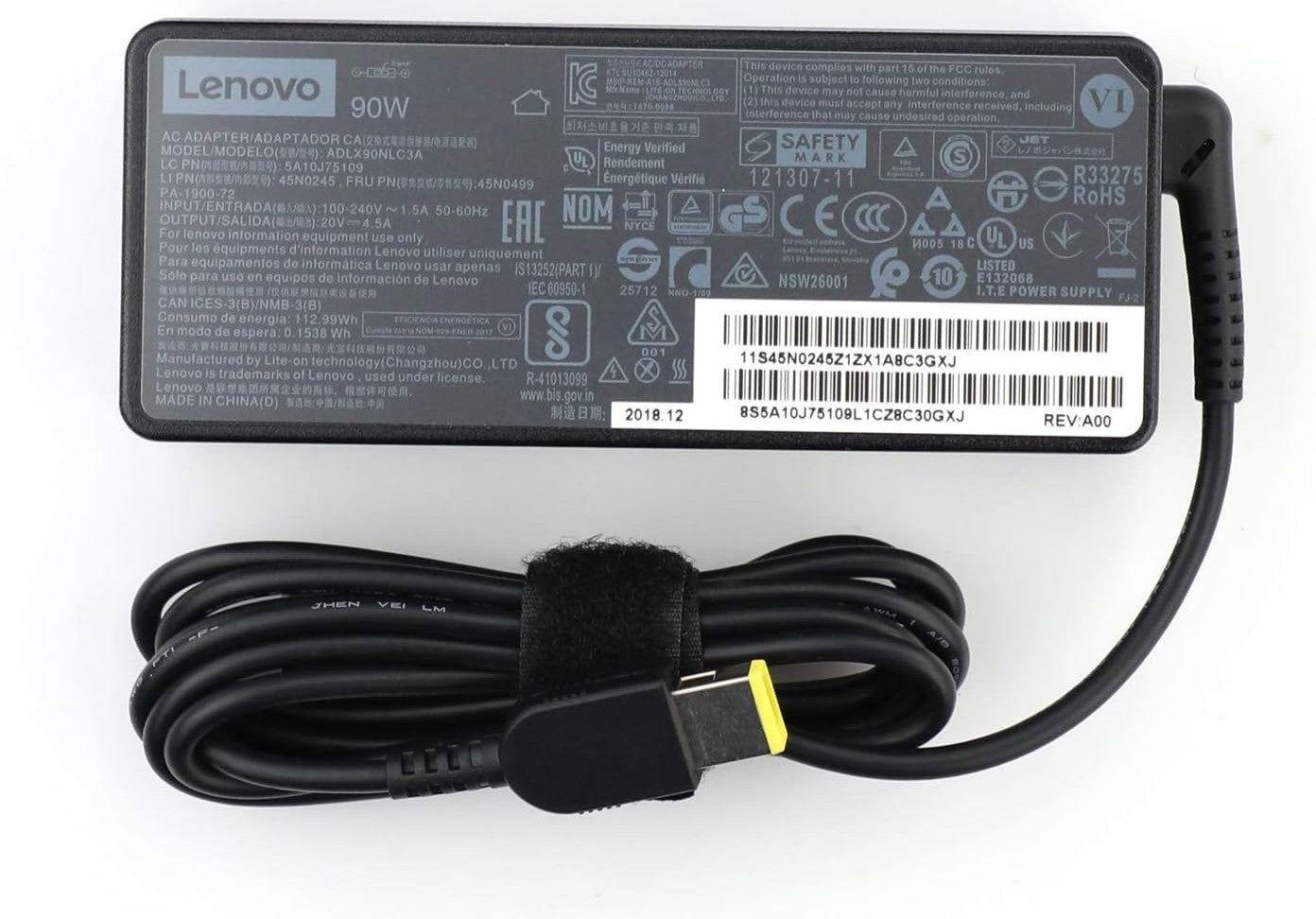 Adaptador de Corriente Lenovo 90W 20V – Punta Rectangular