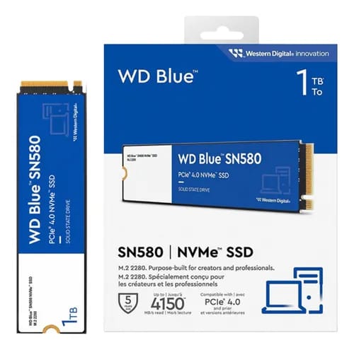 WD Blue SN580 1 TB – SSD Interno NVMe PCIe 4.0 (M.2‑2280)