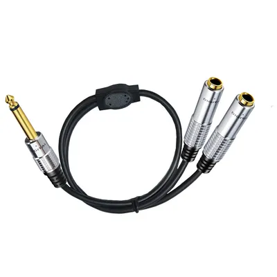Cable Divisor de Audio 6.35 mm TRS Macho → 2 × 6.35 mm TRS Hembra – 0.5 m