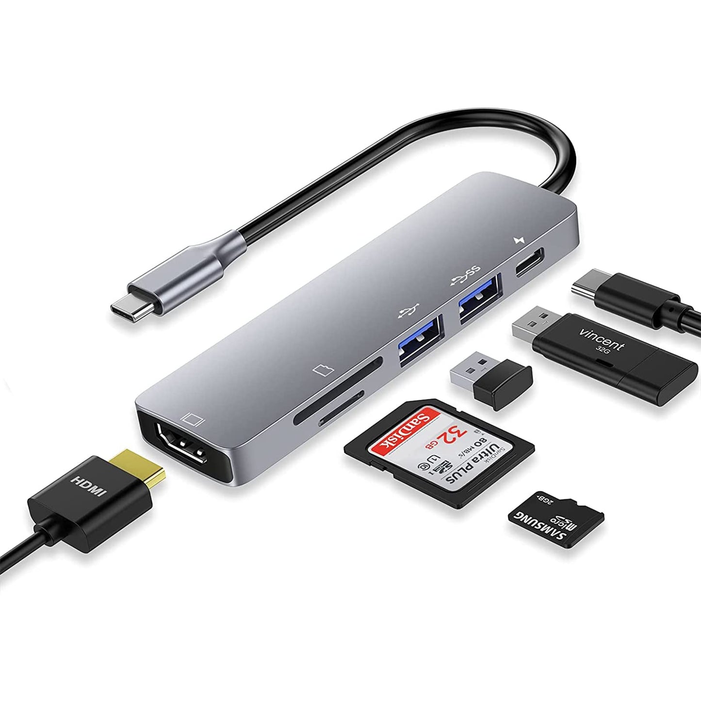 Adaptador Multipuerto USB-C B3 6 en 1 – Conectividad Versátil en un Diseño Compacto