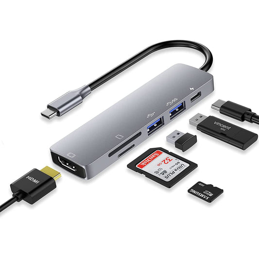 Adaptador Multipuerto USB-C B3 6 en 1 – Conectividad Versátil en un Diseño Compacto