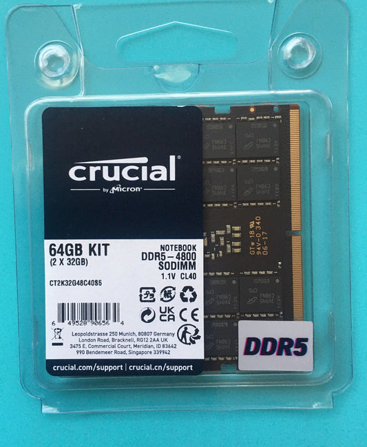 Crucial DDR5 64 GB (2×32 GB) SO‑DIMM – Kit para Portátiles